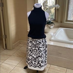 White Leather Skirt with Black Suede (2) By Per se